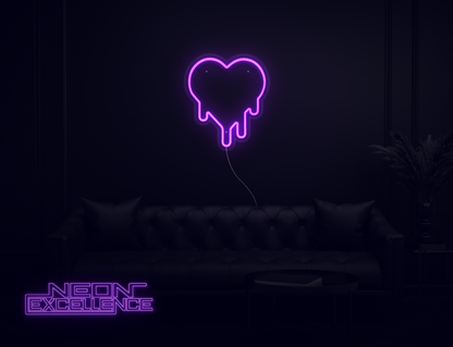 Drippy Heart LED Neon Sign